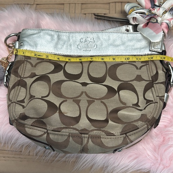 Coach Brown and Silver Shoulder Bag with Signature Monogram Vintage Y2K - Picture 8 of 10